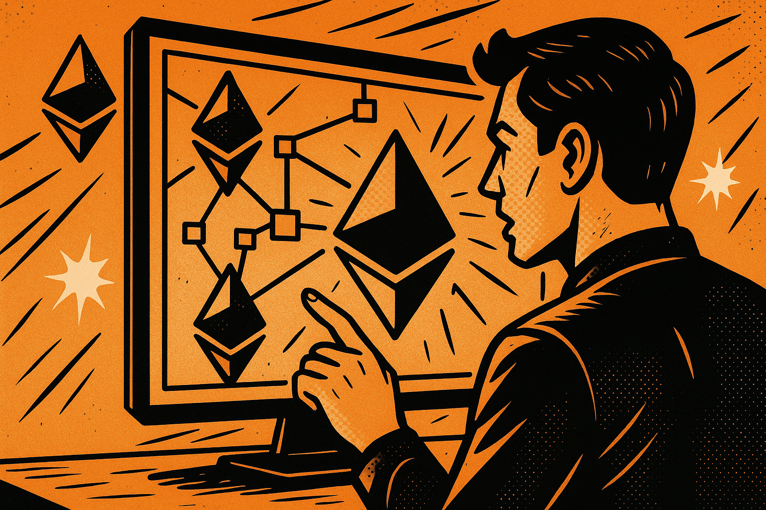 Un homme qui explore le réseau Ethereum